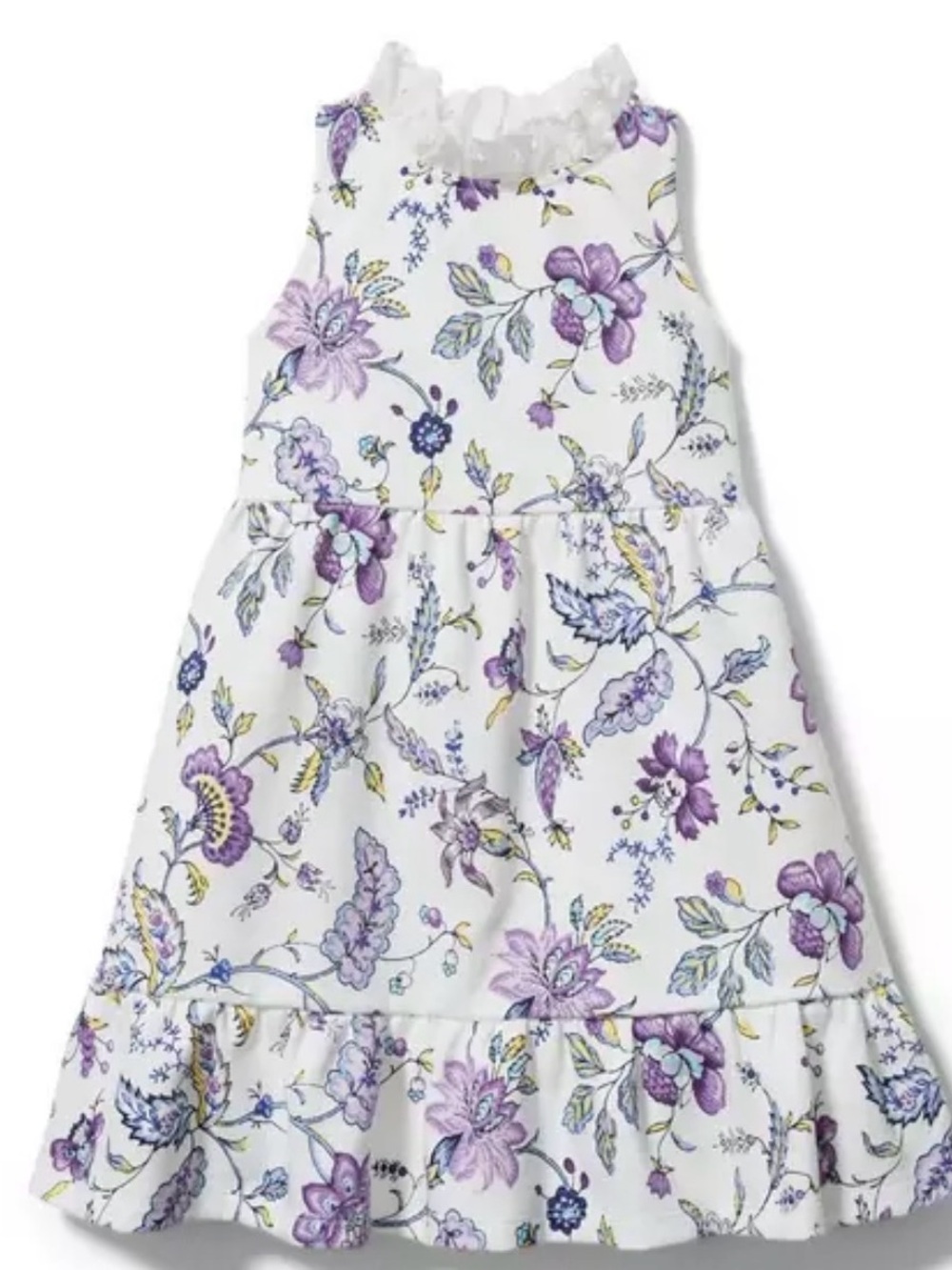 Janie and Jack White Floral Ruffle Neck Ponte Sundress